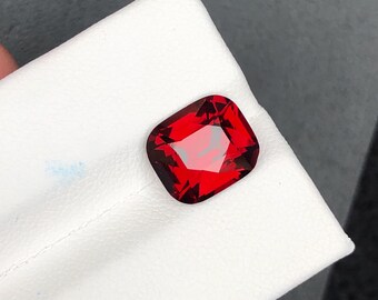 5.40Ct Natural Malaya Garnet – Pinkish Red Cushion Cut Loose Gemstone | Tanzania Origin