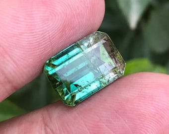 Turmalina Sandía 10,35 ct / Gema natural bicolor / Corte octogonal / Piedra preciosa suelta / Suministros de joyería / Piedra llamativa