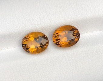 Natural Citrine Gem Pair: Honey Brown Oval Faceted Stones, 4.42ct