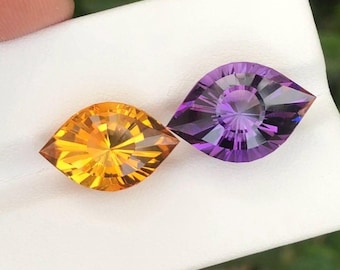 17.80 Carat Natural Amethyst Citrine – Unique Eye Cut Brazilian Quartz Gemstone