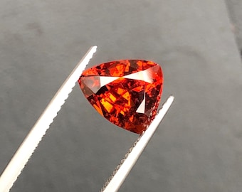 4.10Ct Natural Orange Red Spessartite Garnet – Trillion Cut African Loose Gemstone