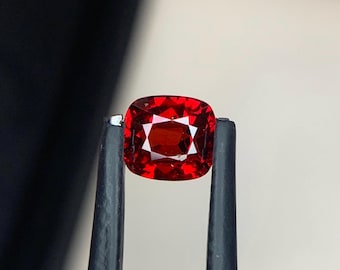 0.87 Ct Natural Vivid Red Spinel Cushion Cut Burma Origin Loose Gemstone