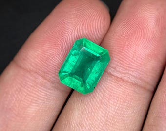 5.50 Ct Natural Vivid Green Ethiopian Emerald Octagon Cut GFCO Certified Loose Gemstone