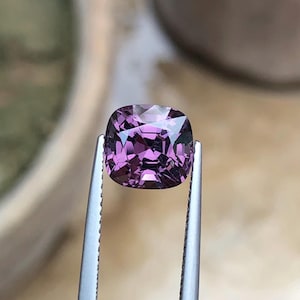 Lavender Purple Spinel: 3.20Ct Square Cushion Cut Burma Gemstone