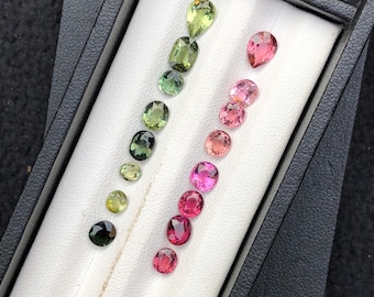 Natural Pink Green Tourmaline Parcel 7.75Ct Oval Loose Gemstone Lot