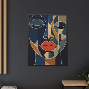 Abstract Face Art Print | Afrocentric Wall Decor | Geometric Line Art | African Art | Canvas Home Decor