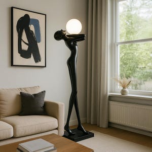 Lámpara de pie con figura femenina moderna | luz led escultural alta | Lámpara de pie art déco con forma humana de 170 cm