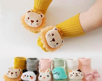 3D Animal Plush Baby Toddler Socks: Anti-Slip Booties, 10-24 Months