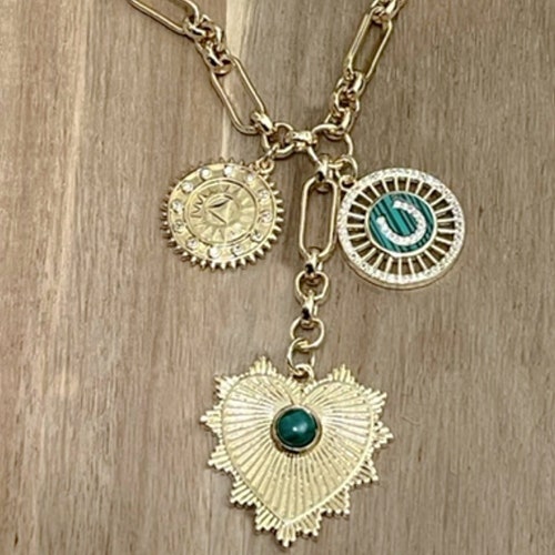 Mixed Paperclip Link Chain Multi Charm Necklace Multi Coin Etsy