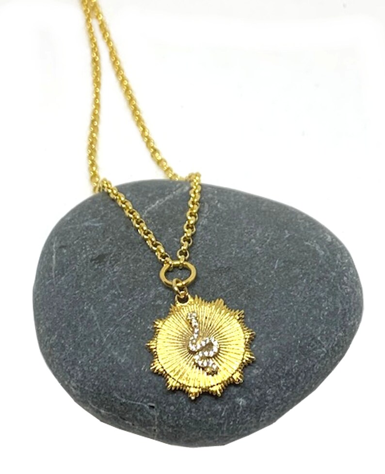 Snake Coin Necklace Gold Coin Necklacegold Belcher Chain Etsy