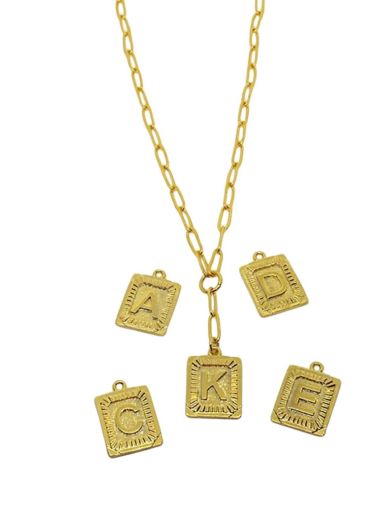 Gold Letter Paper Clip Necklace Initial Medallion Necklace Etsy