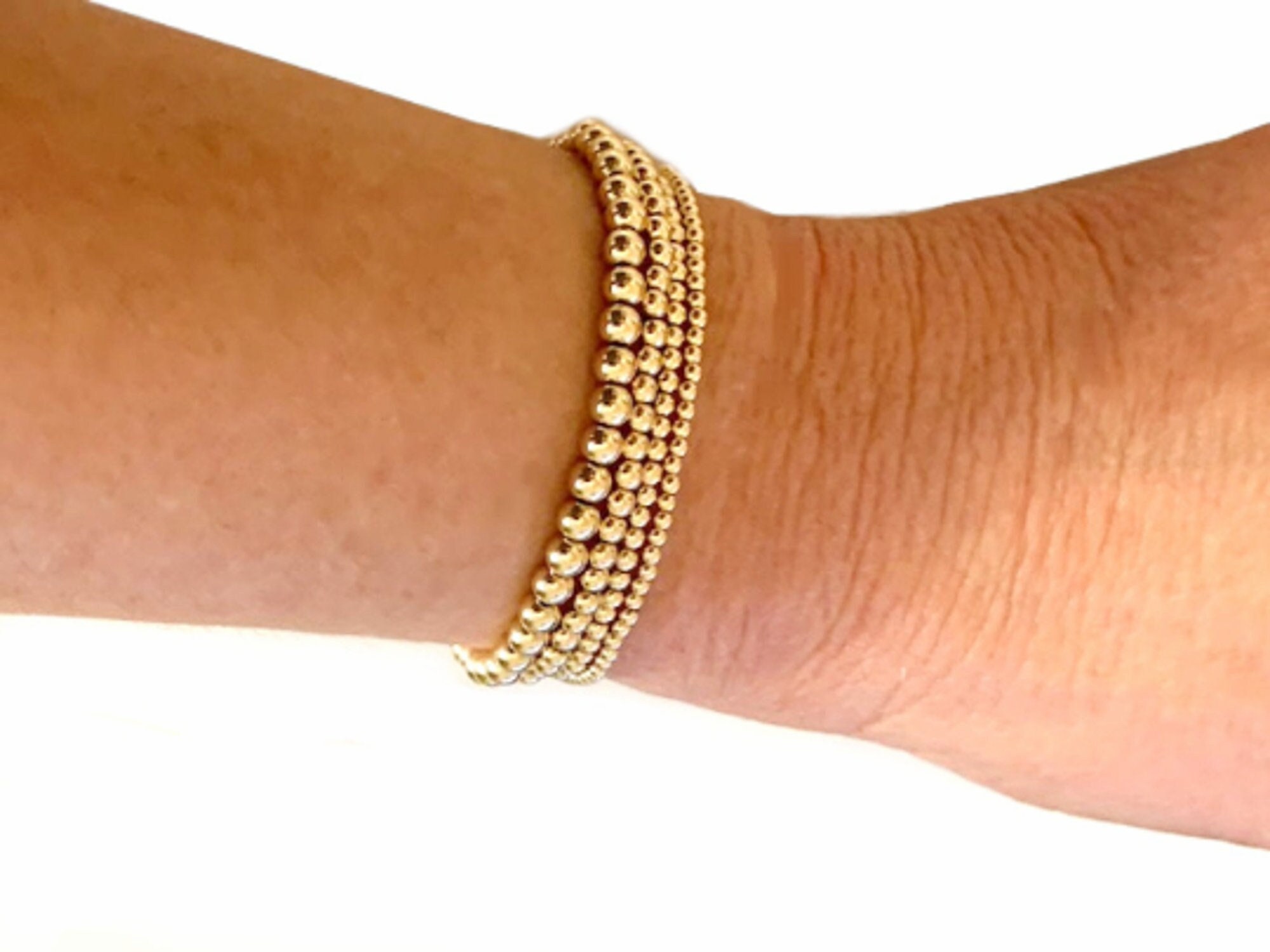 Gold Stacking Bracelet Stretch Bracelet Beaded Bracelet Etsy