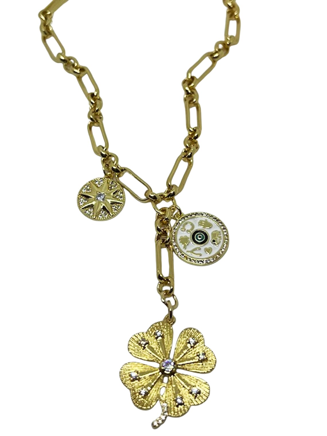 Mixed Paperclip Link Chain Multi Charm Necklace Multi Coin Etsy