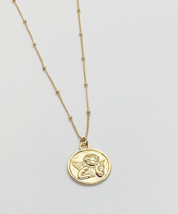 gold angel coin necklace