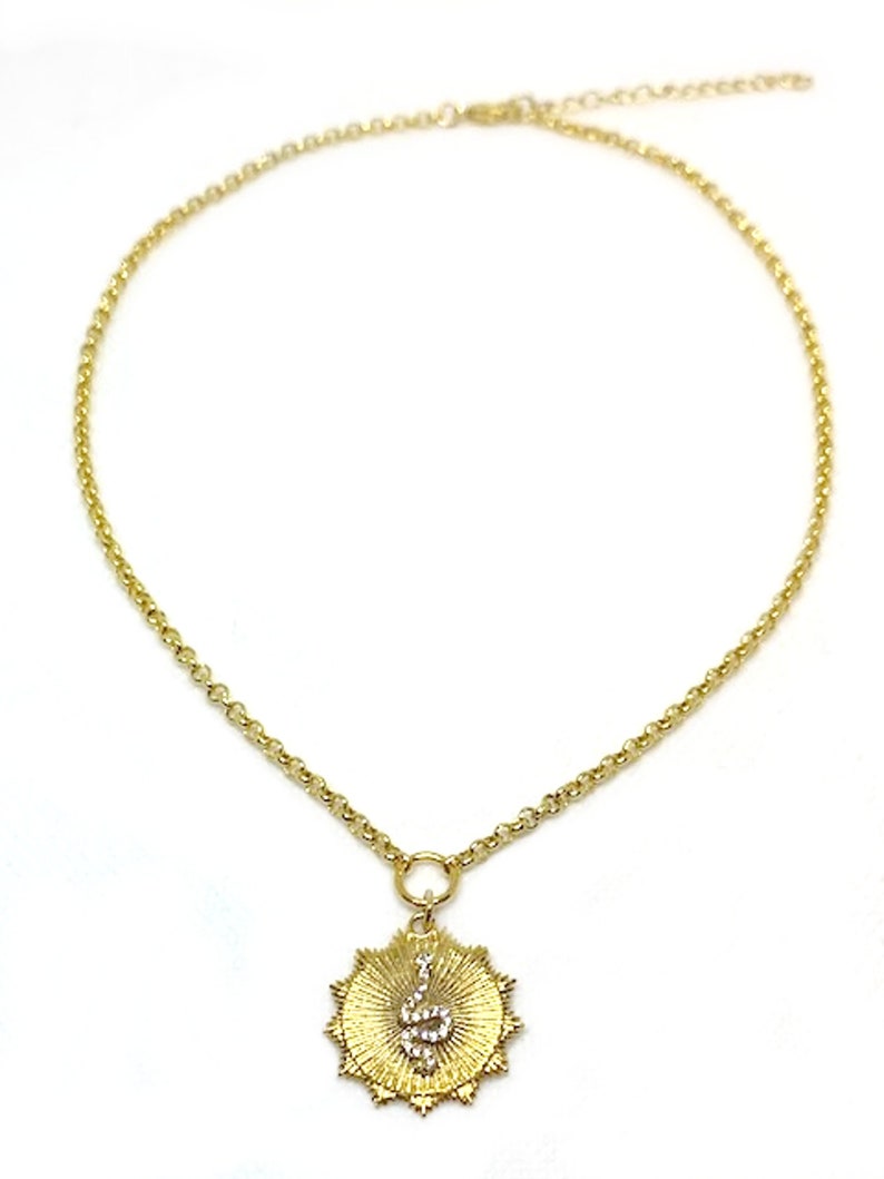 Snake Coin Necklace Gold Coin Necklacegold Belcher Chain Etsy