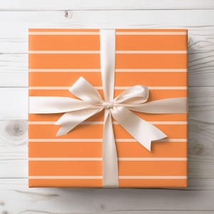Chic Orange Striped Gift Wrap Roll, Ideal for Birthdays, Holidays, Showers, Parties, Gift Wrapping, Craft Projects, Eco-Friendly