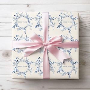 Elegant Floral Gift Wrapping Paper Roll, Perfect for Birthdays, Weddings, Anniversaries, Holidays, Eco-Friendly, Blue Design