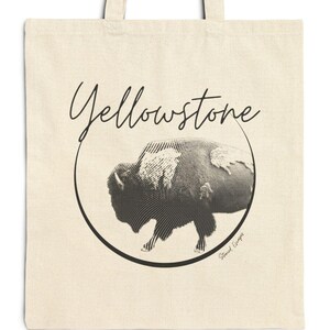 Yellowstone Bison Canvas Tote Bag: Reusable Travel Gift