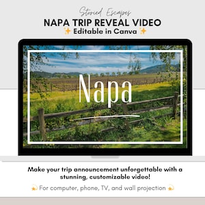 Napa Valley Trip Reveal Video | Editable Canva Template | Digital Download | Surprise Trip Reveal | Instant Download | Travel Template