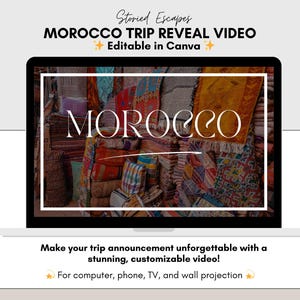 Morocco Trip Reveal Video | Editable Canva Template | Digital Download | Surprise Trip Reveal | Instant Download | Travel Template
