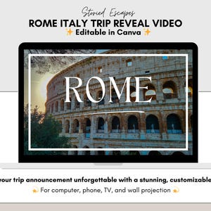 Rome Italy Trip Reveal Video | Editable Canva Template | Digital Download | Surprise Trip Reveal | Instant Download | Travel Template