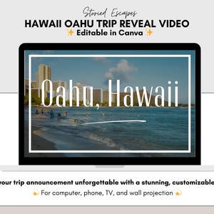 Oahu Hawaii Trip Reveal Video | Editable Canva Template | Digital Download | Surprise Trip Reveal | Instant Download | Travel Template