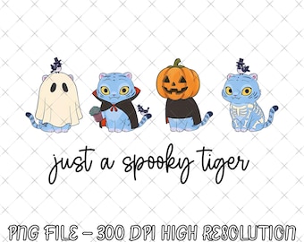 Just A Spooky Tiger Png, Derby Tiger Kpop Huntrix Halloween Png, Kpop Hunters Demon PngMira, Rumi, Zoey, Derpy Tiger Tee, Halloween Gift