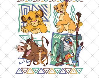 Retro 90s Lion King Simba & Timon Png, Vintage Hakuna Matata Png, Disneyland Trip Png, Disney Family Matching Lion King Png