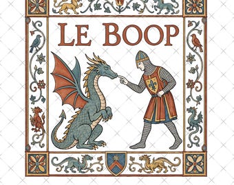Persian Le Boop Dragon Digital Download, Medieval Png, Funny Knight and Dragon Png, Fantasy Meme Lover Gift, Renaissance Fair