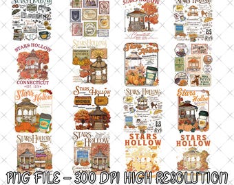 Stars Hollow png, Luke's Stars Hollows png, Autumn Festival png, Retro Style Lukes Diner png, Halloween Fall png, digital download