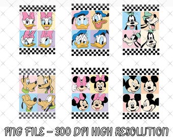 Vintage Mickey and Friends Checkered Png, Disneyworld Family Vacation Png, Disneyland Family Trip Png, Magic Kingdom Png, Disney Png
