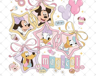 Retro Magical Pastel Coquette Disney Png, Mickey And Friends Tee, Disney Aesthetic Png, Disney Vacation Png, Disney Girls Trip Png