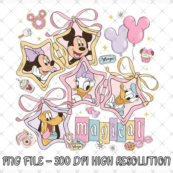 Retro Magical Pastel Coquette Disney Png, Mickey And Friends Tee, Disney Aesthetic Png, Disney Vacation Png, Disney Girls Trip Png