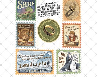 LOT Rings Inspired Digital Download, The Shire Stamps Tshirt For Fans Png, Middle Somewhere Png, Dark Lord Fantasy Reading Png