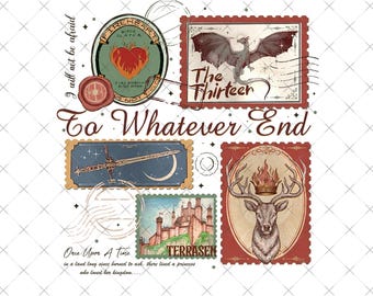 Throne of Glass Acotar Stamps Download Png, Fireheart Terrasen Png Designs, Crescent City Merch Png, Manon Blackbeak Throne of Glass Png