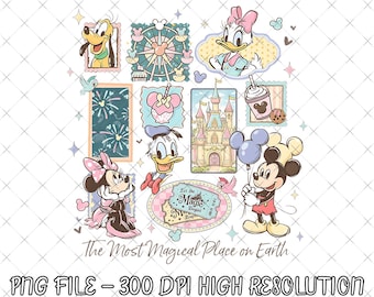 Retro The Most Magical Place On Earth File PNG, Mickey Disneyworld Tee, Disney PNG, Disney 2026 Trip Disney Vacation Png