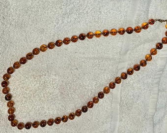 Vintage Cognac Bärnsten Runt Pärlhalsband Pat 537685