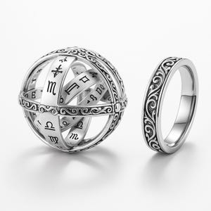 Rotierender astronomischer Kugelring – Astrologischer Schmuck für Männer und Frauen | Vintage-Ring, originelles mystisches Geschenk