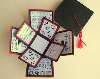 CUSTOM SMALL Graduation Card Exploding Box Your Choice of Colors and Design