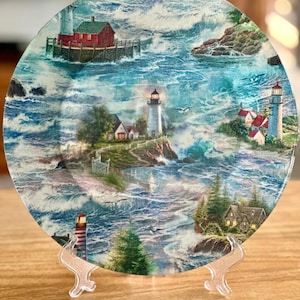 Vintage Coastal Lighthouse Decorative Plate