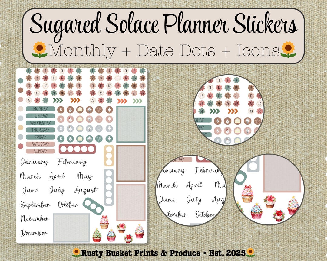 Monthly Planner Stickers | Printable Kit for Happy Planner & Erin ...