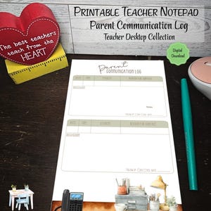 Parent Communication Log Printable | Family Contact Record | School Home Tracker | 5x8 Notepad PDF for Teachers