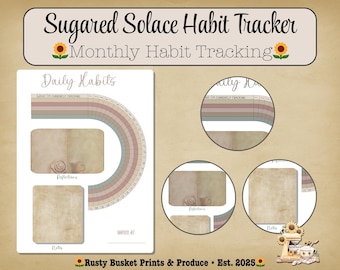 Daily Habit Tracker Printable | Monthly Progress Tracker | Cozy Planner Insert | Sugared Solace