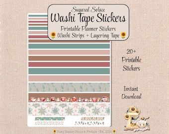 Washi Strips + Decorative Borders • Printable Planner Sticker Sheet • Happy Planner & Erin Condren | Sugared Solace