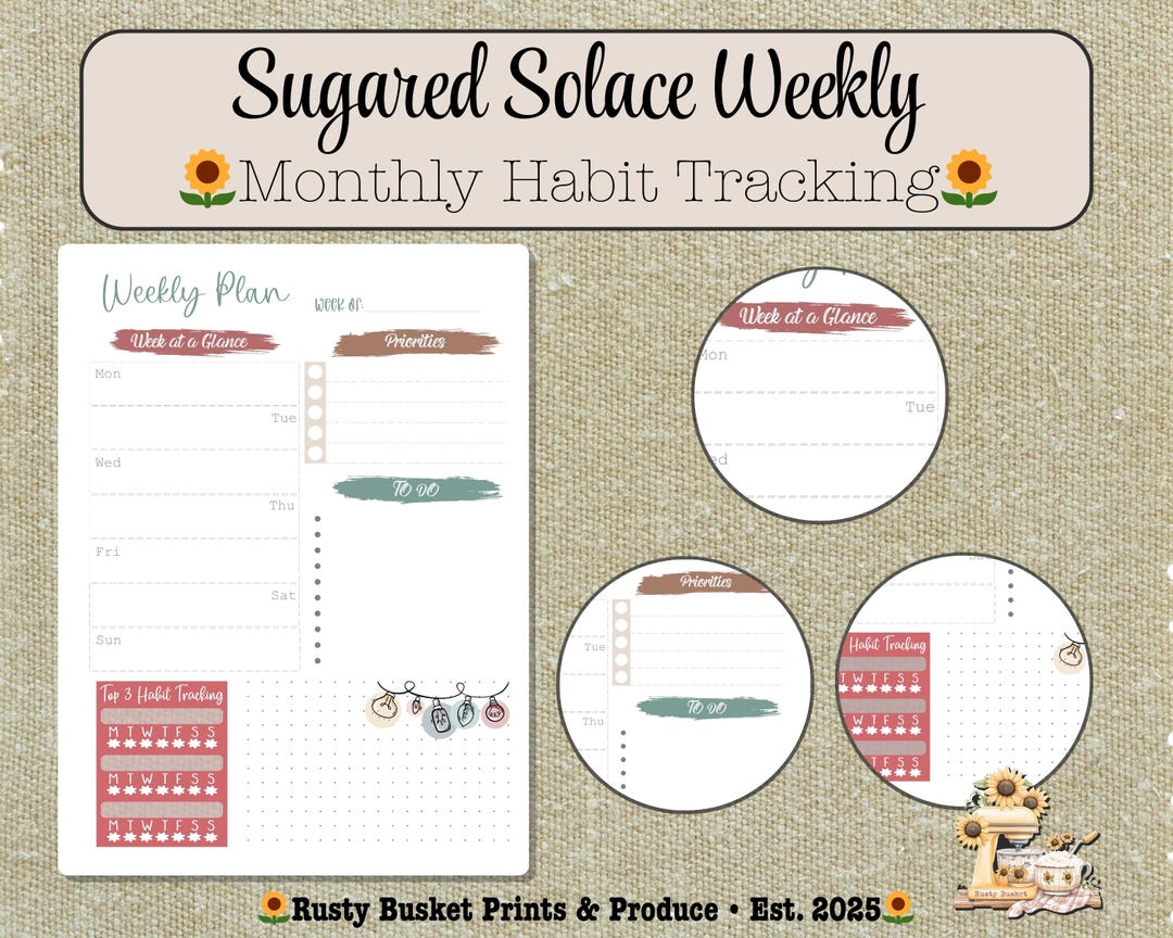 Weekly Planner Printable | Week at a Glance & To-do Page | Cozy Planner ...
