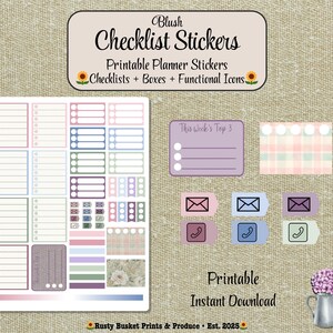 Planner Stickers • Checklists, Boxes & Functional Flags • Happy Planner + Erin Condren | Blush