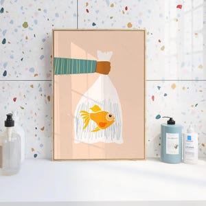 Grillige goudvis afdrukbare muurkunst |  Unieke grappige afdrukbare kunst | Moderne kunst direct downloaden