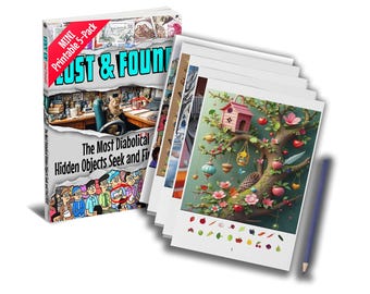 Seek and Find Printable | Adult-Level Challenging Hidden Picture Puzzles | 5 Puzzle Pack | Instant Download