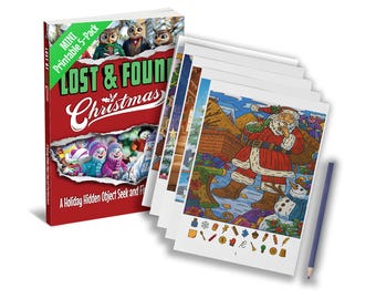 Christmas Seek and Find Printable | Adult-Level Challenging Holiday Hidden Picture Puzzles | 5 Puzzle Pack | Instant Download