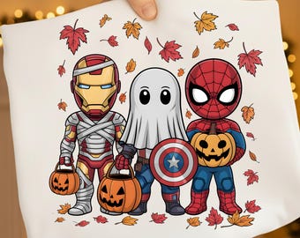 Halloween Superhero Png: Spider, Iron Man, Ghost (Digital Download)